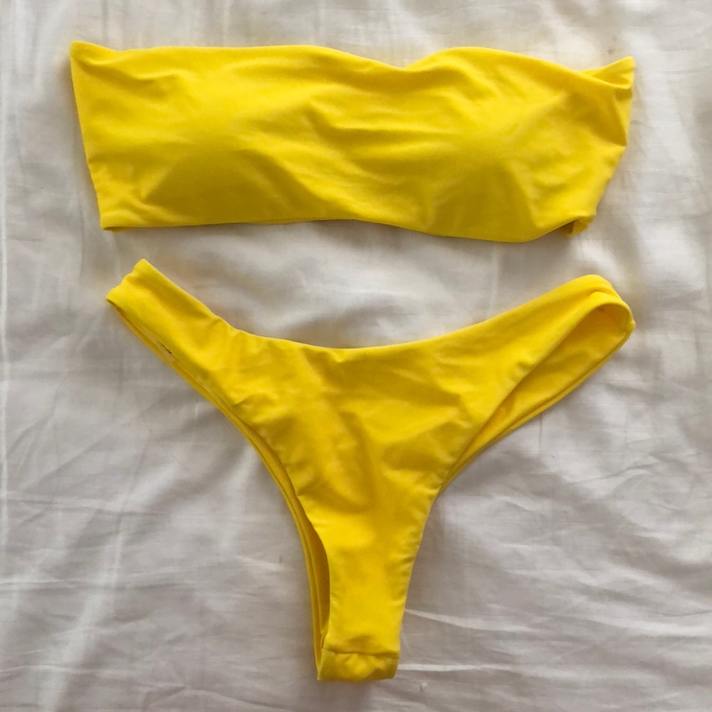 Yellow bandeau bikini
